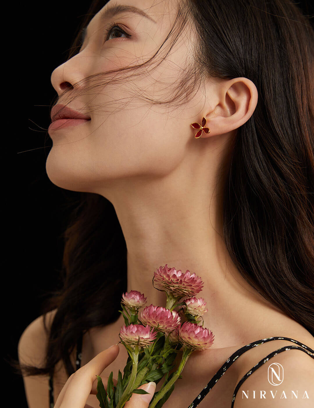 Pendientes de esmalte de gota de aceite rojo