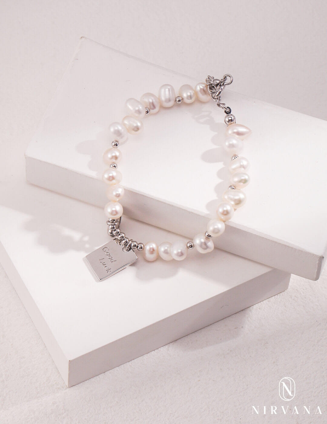 Good Luck Silver Natural Pearl Bracelet