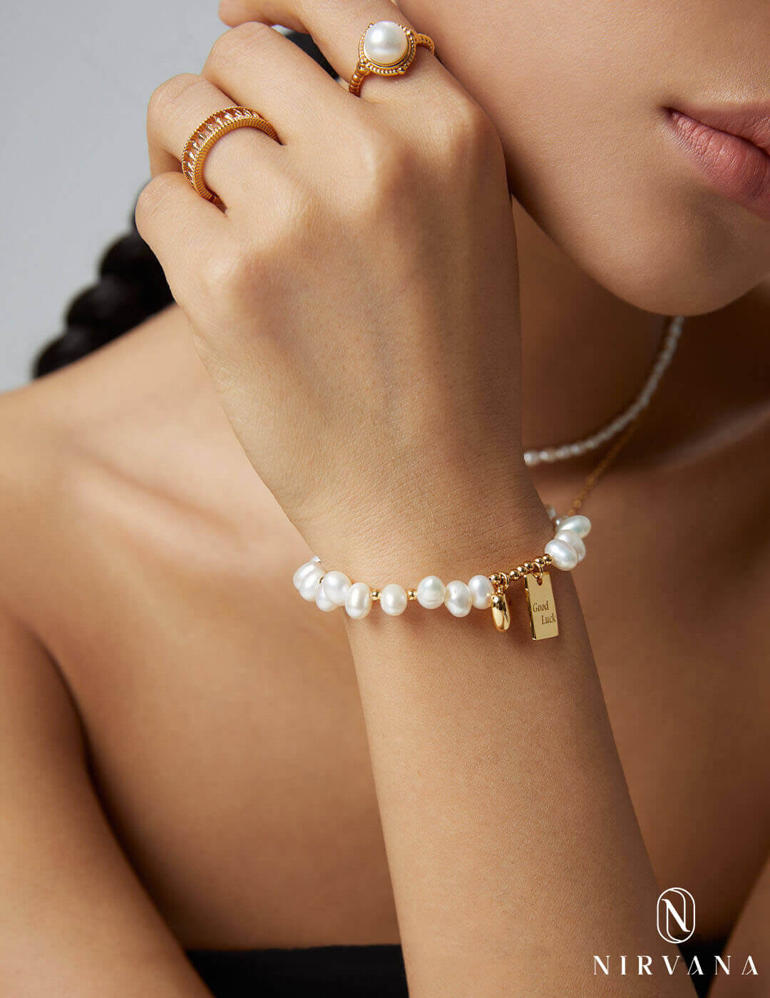 Good Luck Silver Natural Pearl Bracelet