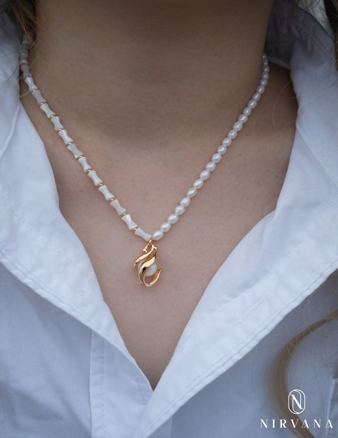 Orchid Bamboo Pearl Necklace