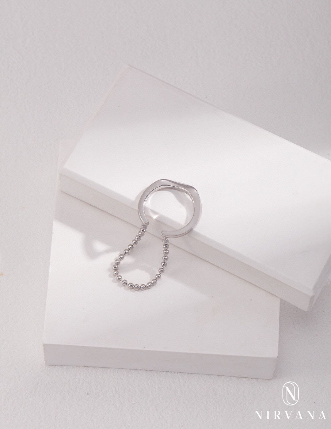 French Minimalist Sterling Silver Chain Ring