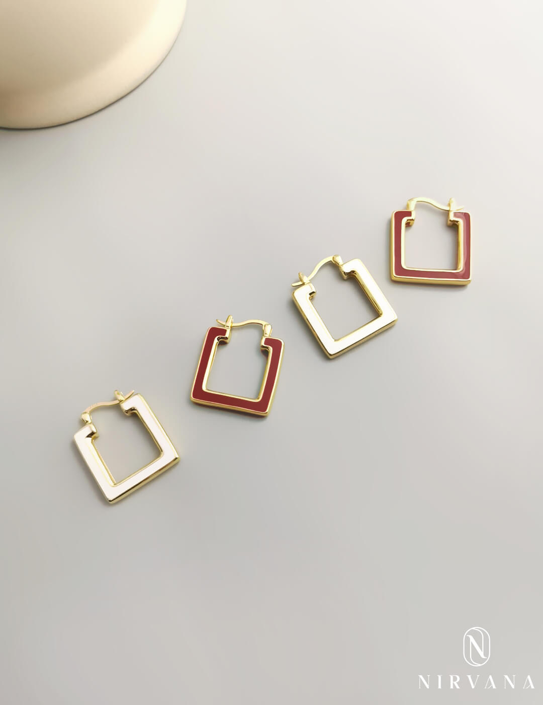 Red/White Oil-drop Glaze Earrings