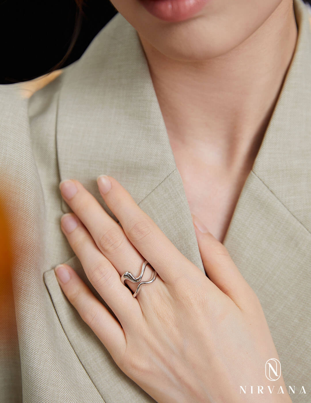 Geometric Sterling Silver Adjustable Ring