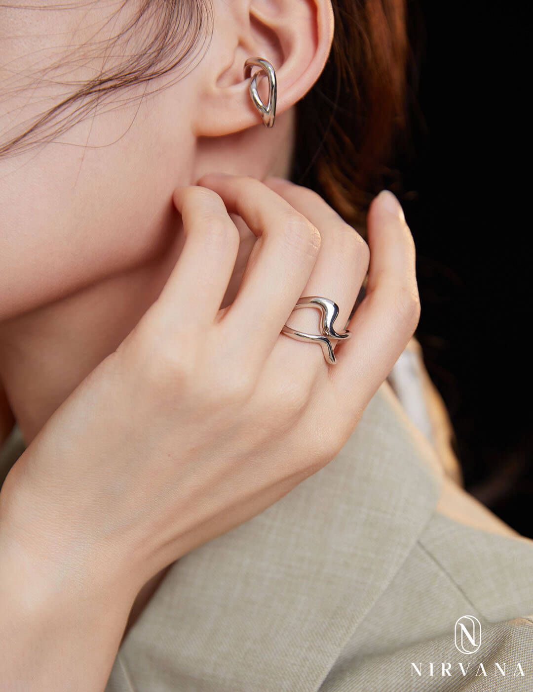 Geometric Sterling Silver Adjustable Ring