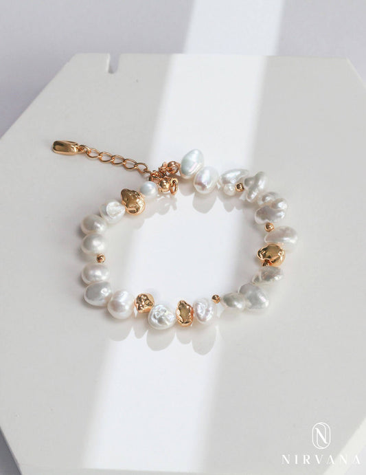 French Sterling Silver Natural Pearl Bracelet