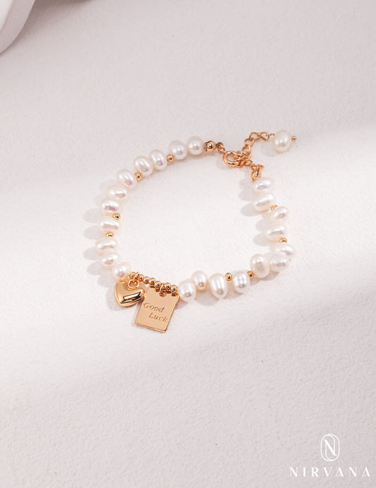 Good Luck Silver Natural Pearl Bracelet