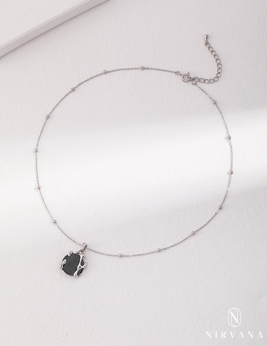 Sterling Silver Black Agate Necklace