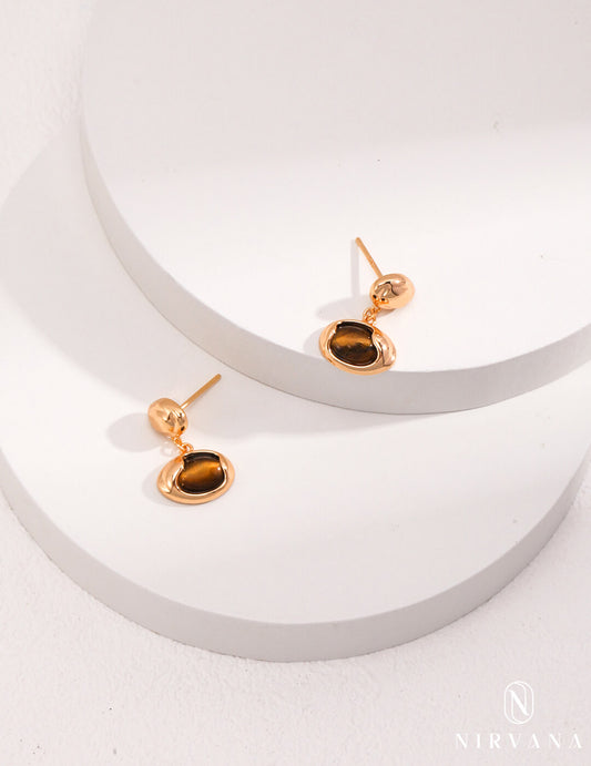 Natural Minimalist Tiger Eye Earrings