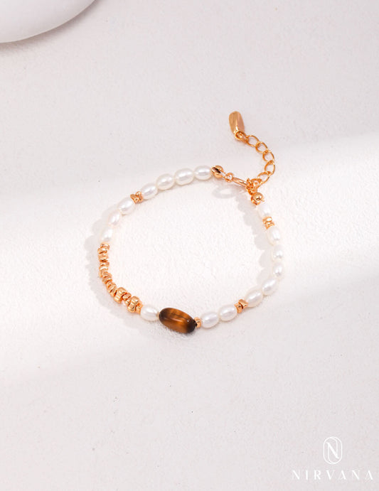 Tiger Eye Natural Pearl Bracelet