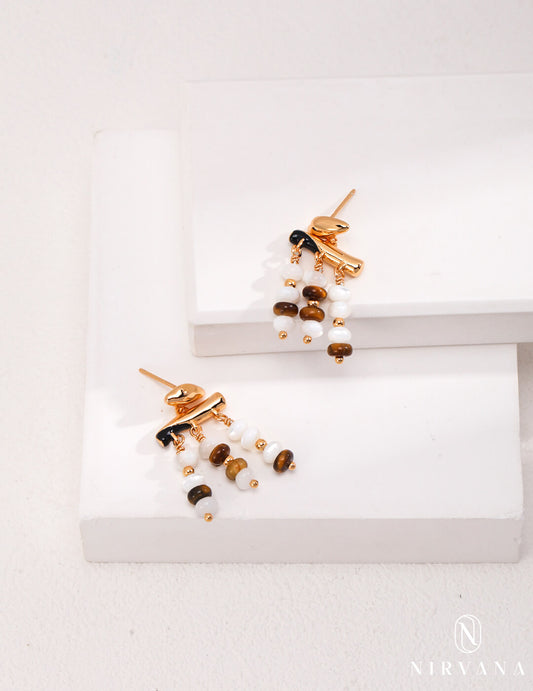 Tiger Eye Natural Stone Sterling Silver Earrings