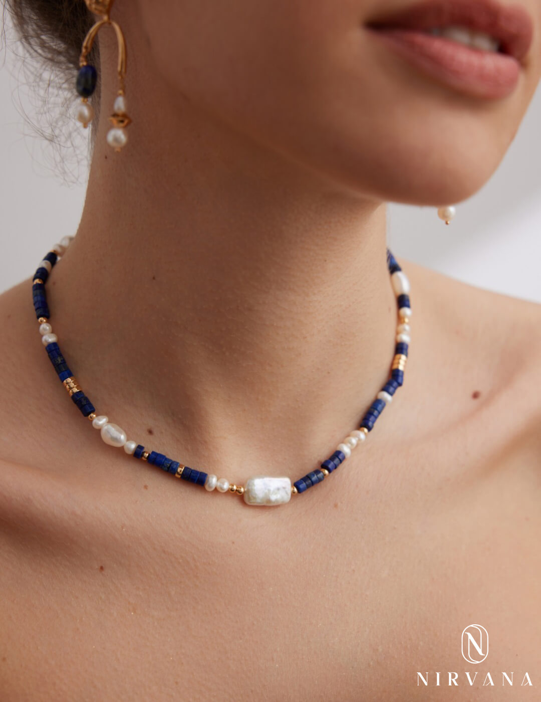 Sterling Silver Lapis Lazuli Pearl Necklace